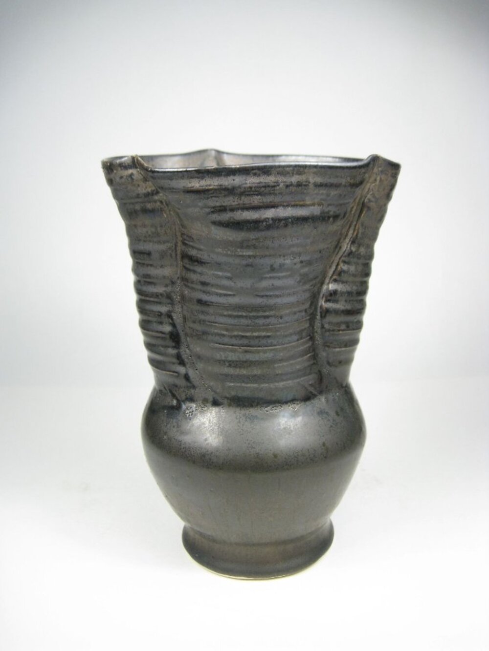 Handcrafted Ceramic Gray Vase Signed Artisan Studio Pottery Hand Made